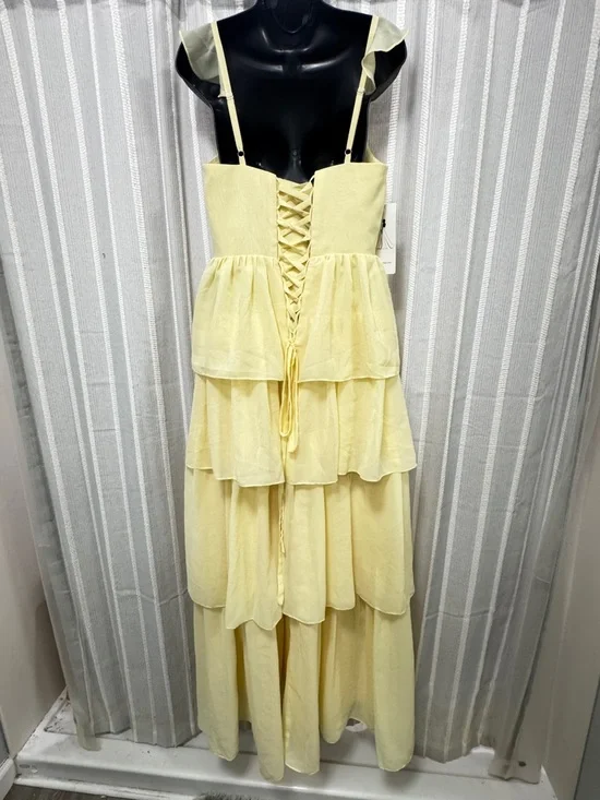 Sunshine Yellow Tiered Ruffle Corset Women’s Formal Dress Size S/M NWT - Picture 5 of 10